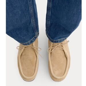 EVERLANE Day Suede Leather Lace-Up Shoe Loafer Moc Toe Oak Beige 8.5 Academia